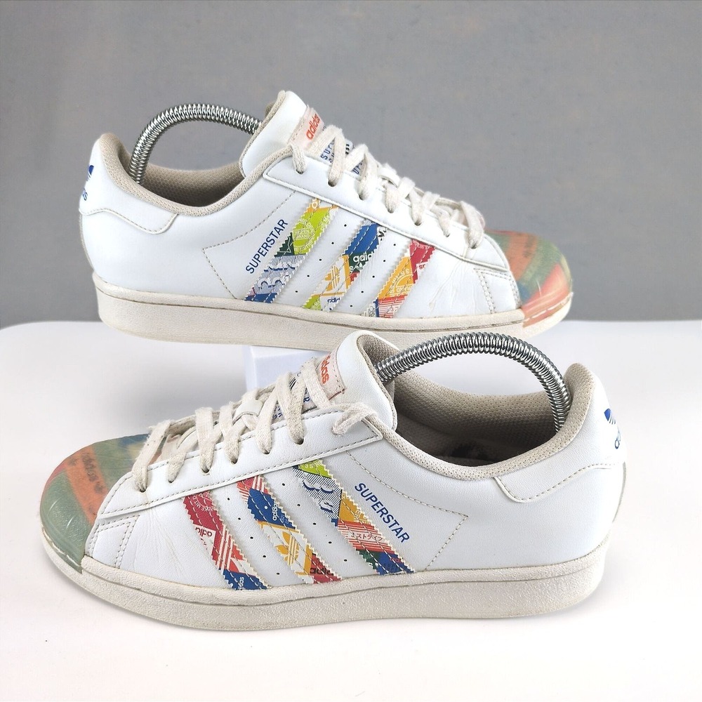 Adidas Superstar White Multicolor Shell Toe Sneakers Womens US 8 GX2717 Retro